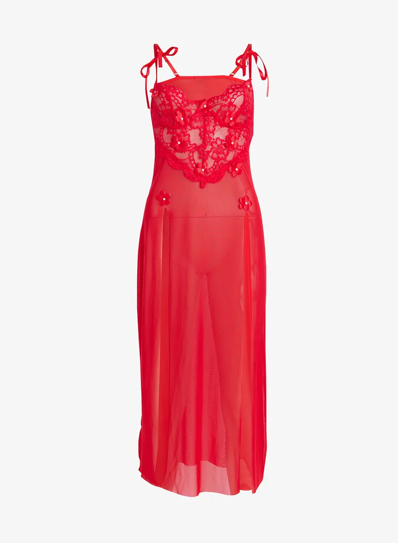 ELLA Sheer Night Dress With Lace Corset